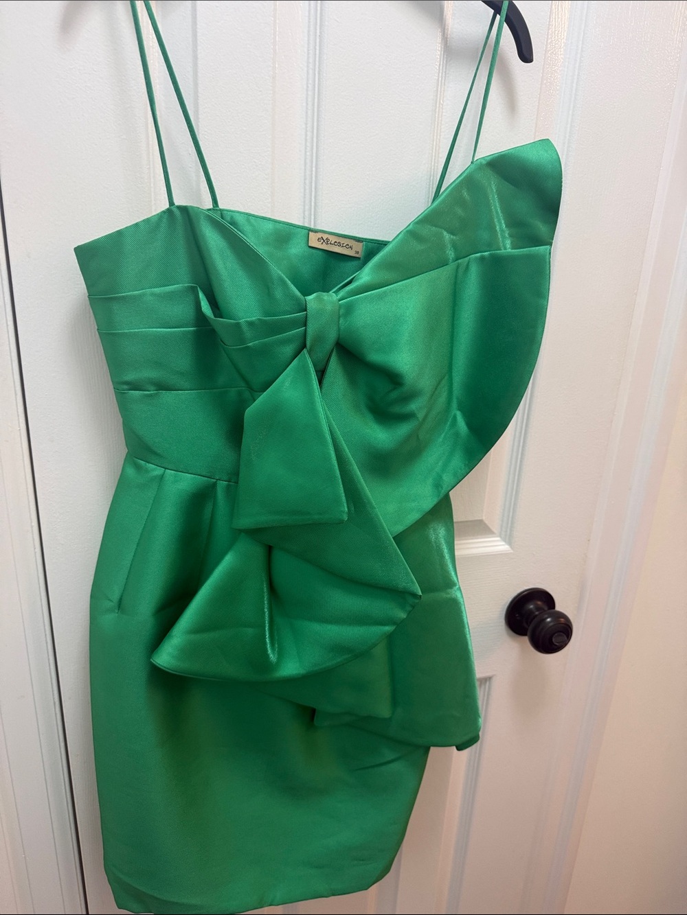 Millau Emerald Green Ruffle Bow Mini Dress